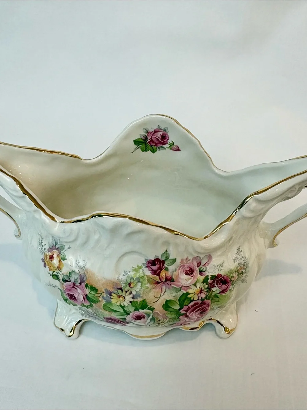 Vintage Crown Dorset Staffordshire England Floral Creamer & Sugar Bowl Set